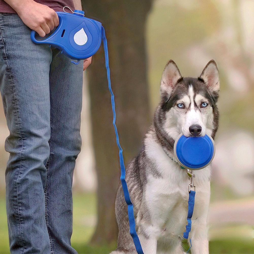 Portable Retractable Leash With Water Bottle