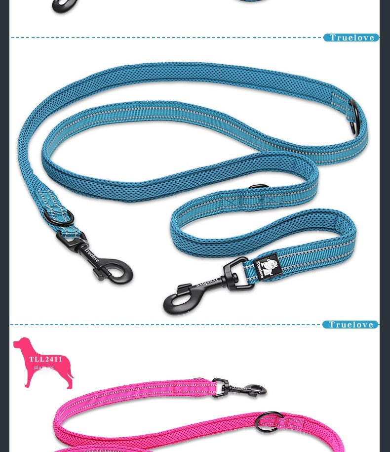 Pet Dog Multi-Functional Hand Holding Rope Double-Headed Outdoor Chain Crossbody Polyester Reflective