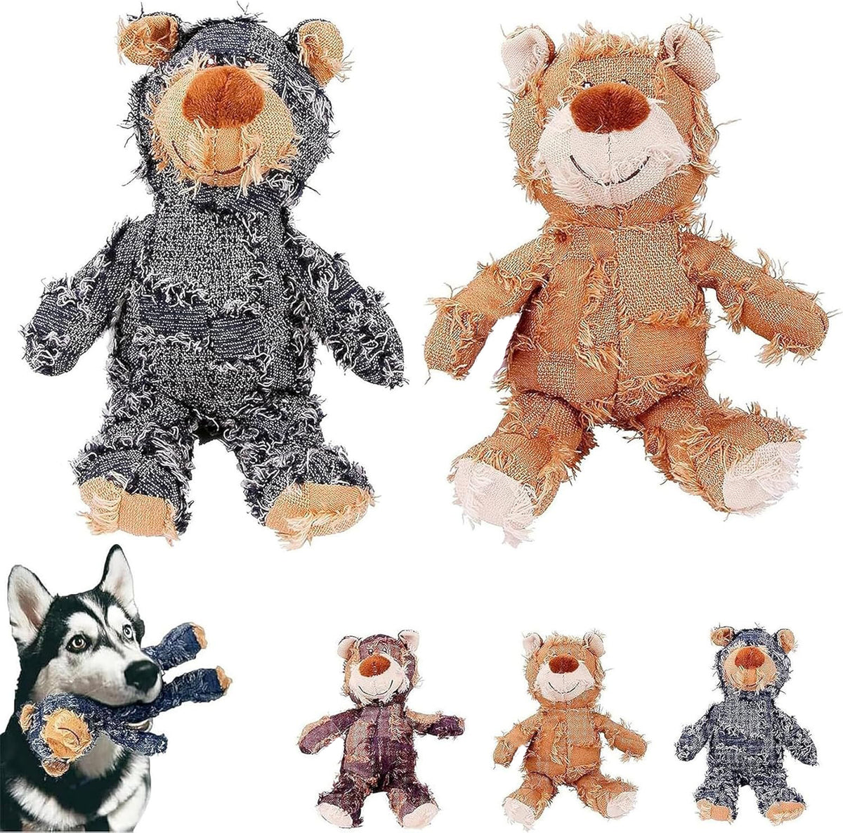 Indestructible Robust Bear, New Indestructible Squeaky Toys For Dogs, Durable Squeaky Dog Toys For Heavy Chewers, Interactive Dog Toys