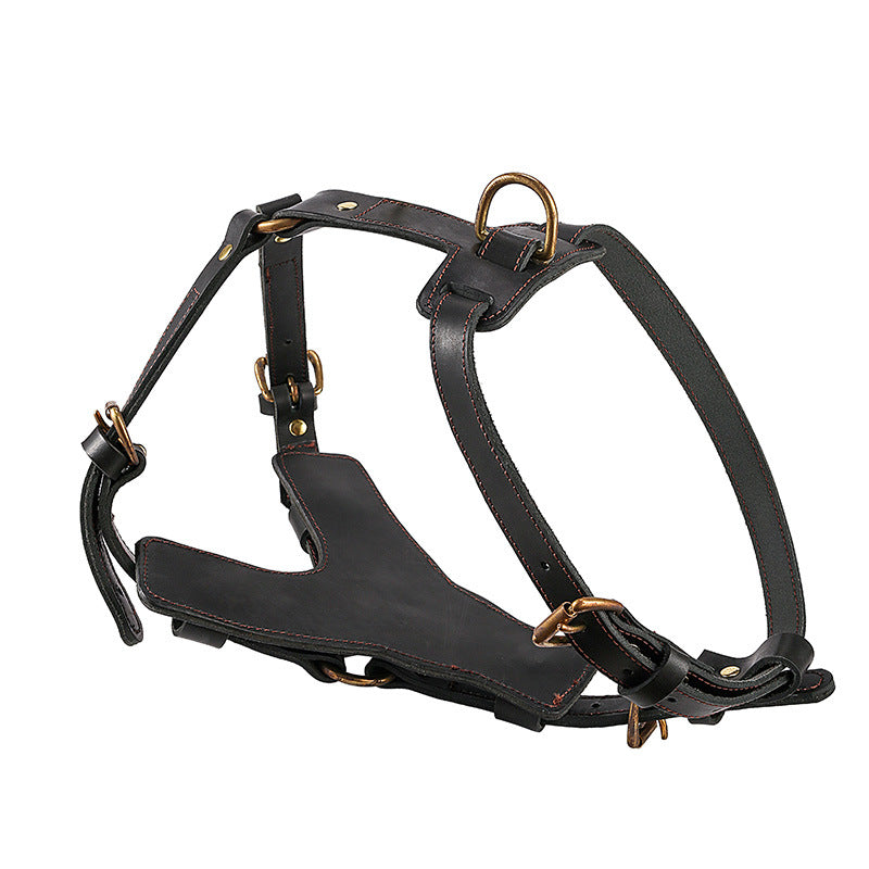 Cowhide Chest Back Pet Supplies Dog Automatic Traction Rope Chest Harness Set Pet Traction Rope