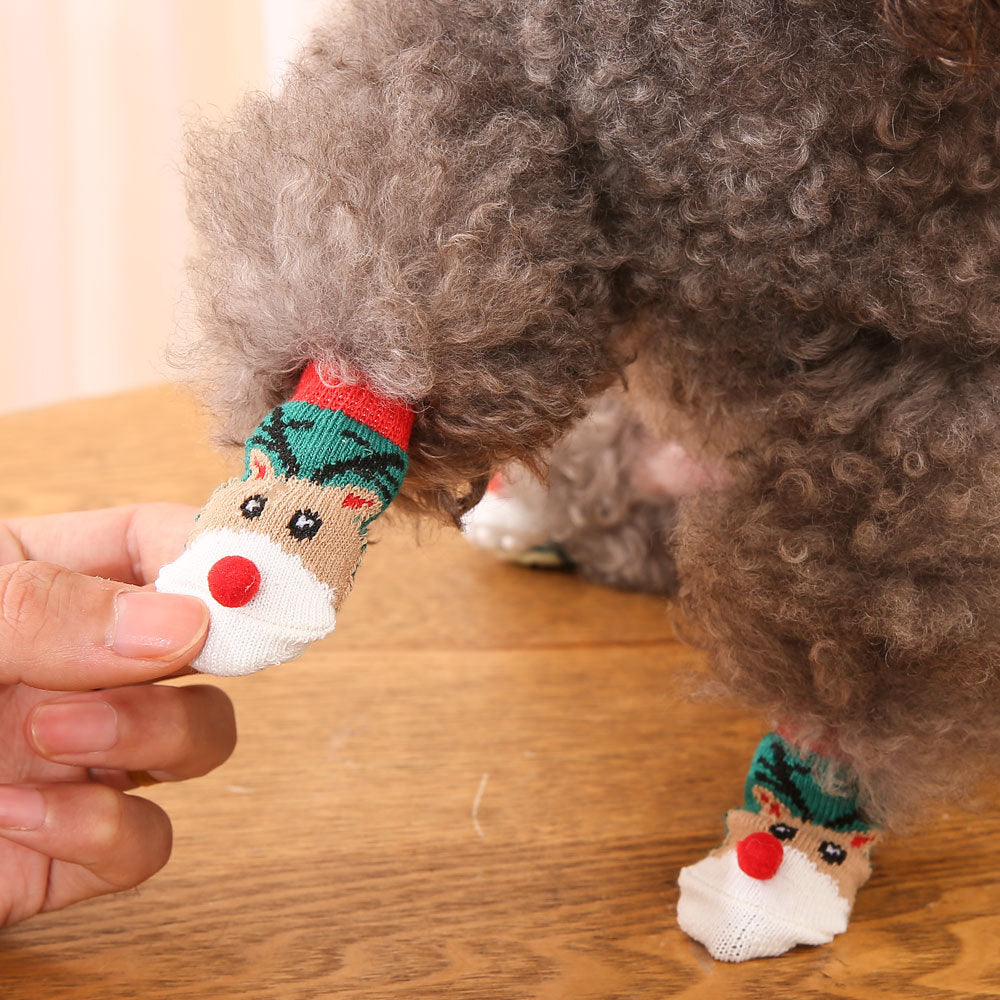 Christmas Dog Socks Santa Claus Elk