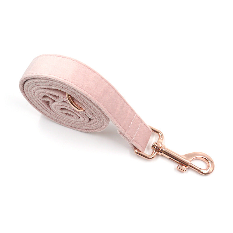 Velvet Rose Gold Dog Collar Leash