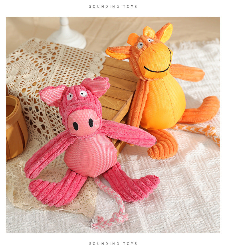 New Pet Dog Plush Sounding Cartoon Cow Cartoon Pig Animal, Bite-Resistant Pet Toys