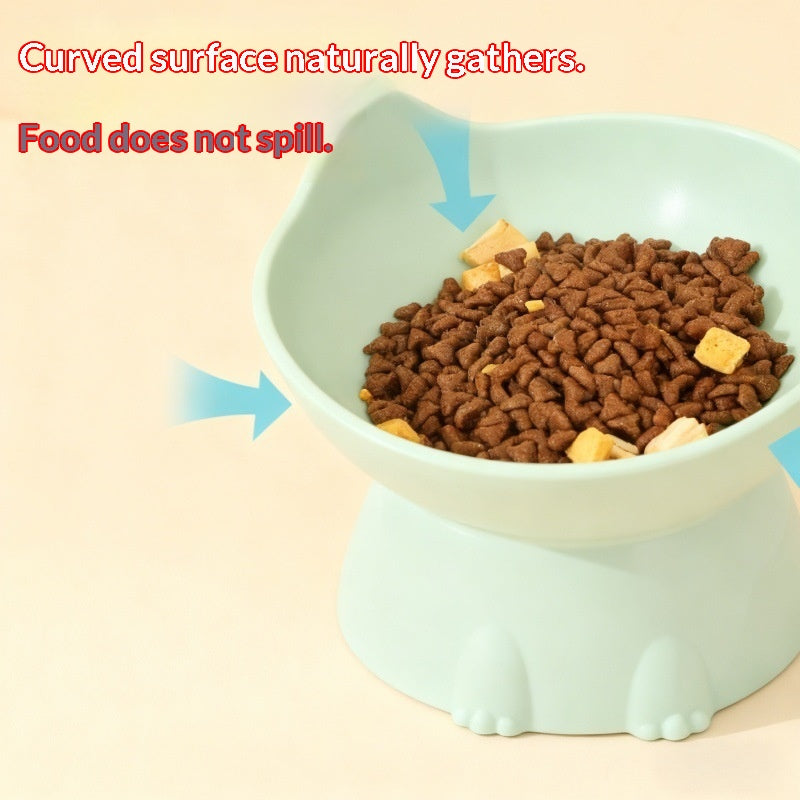 Elevated, Tip-Resistant Plastic Pet Bowl With A Sloped Spout To Support The Neck