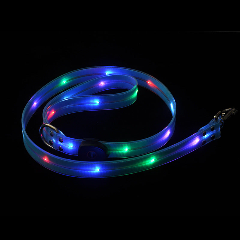 Luminous Dog Collar Colorful Pet Rope Highlight Anti-Lost Hand Holding